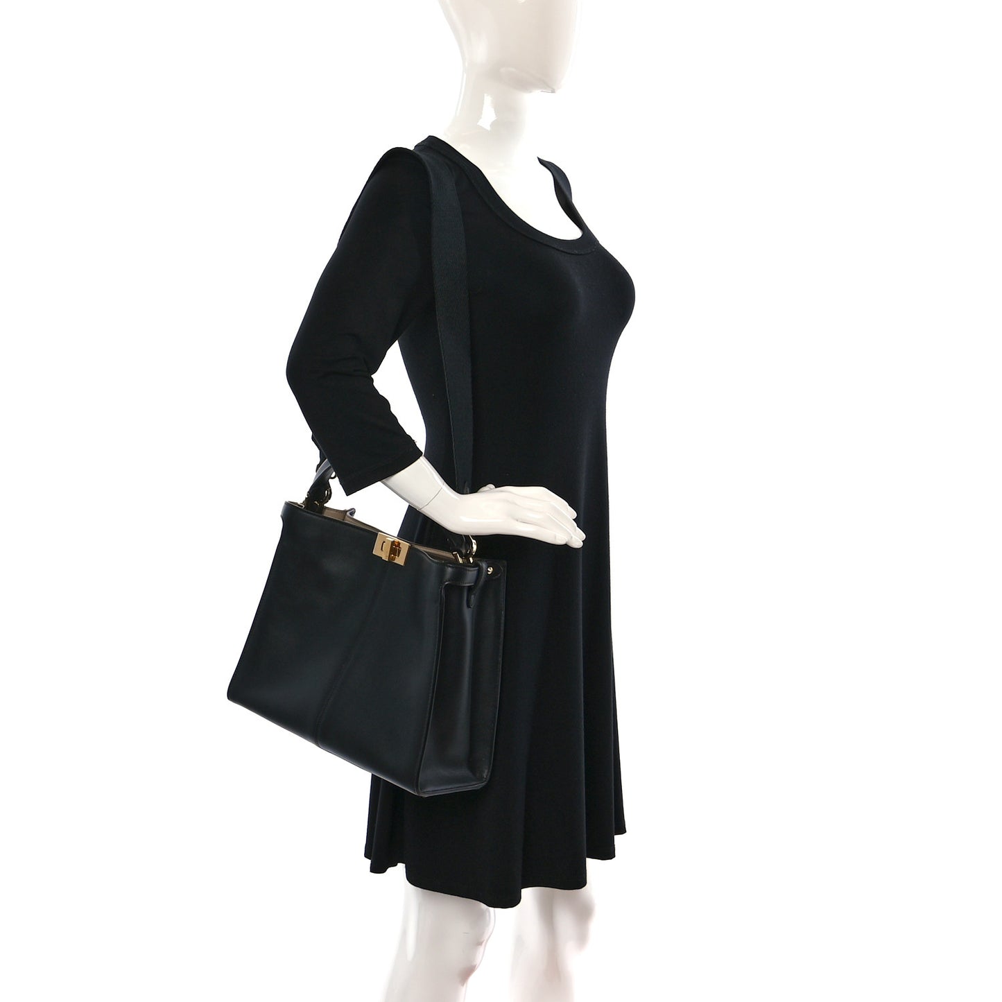 Vitello Seta Glazed Fabric FF 1974 Medium Peekaboo X-Lite Black Mogano Panna