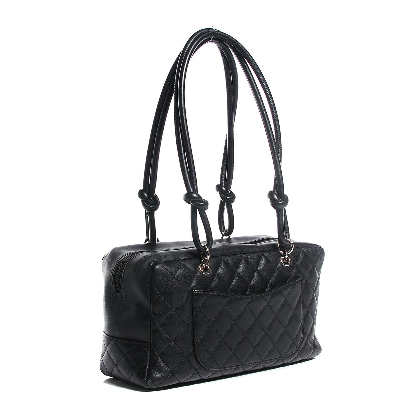 Calfskin Quilted Large Cambon Bowler Black White