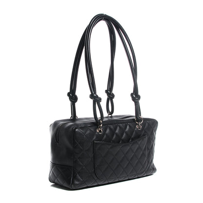 Chanel Calfskin Quilted Large Cambon Bowler Black White 3 of 7