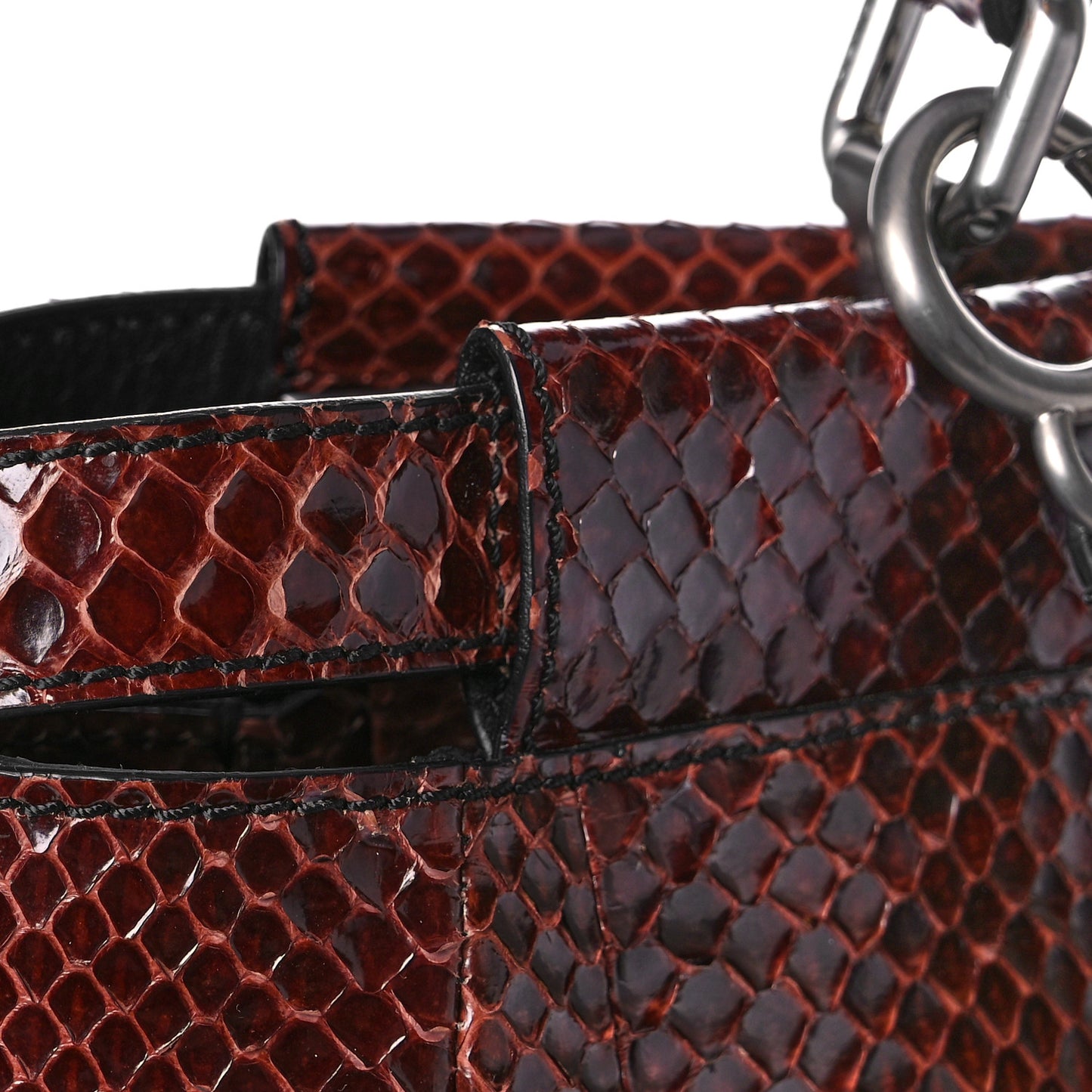 Snakeskin Medium Peekaboo Iconic Satchel Burgundy