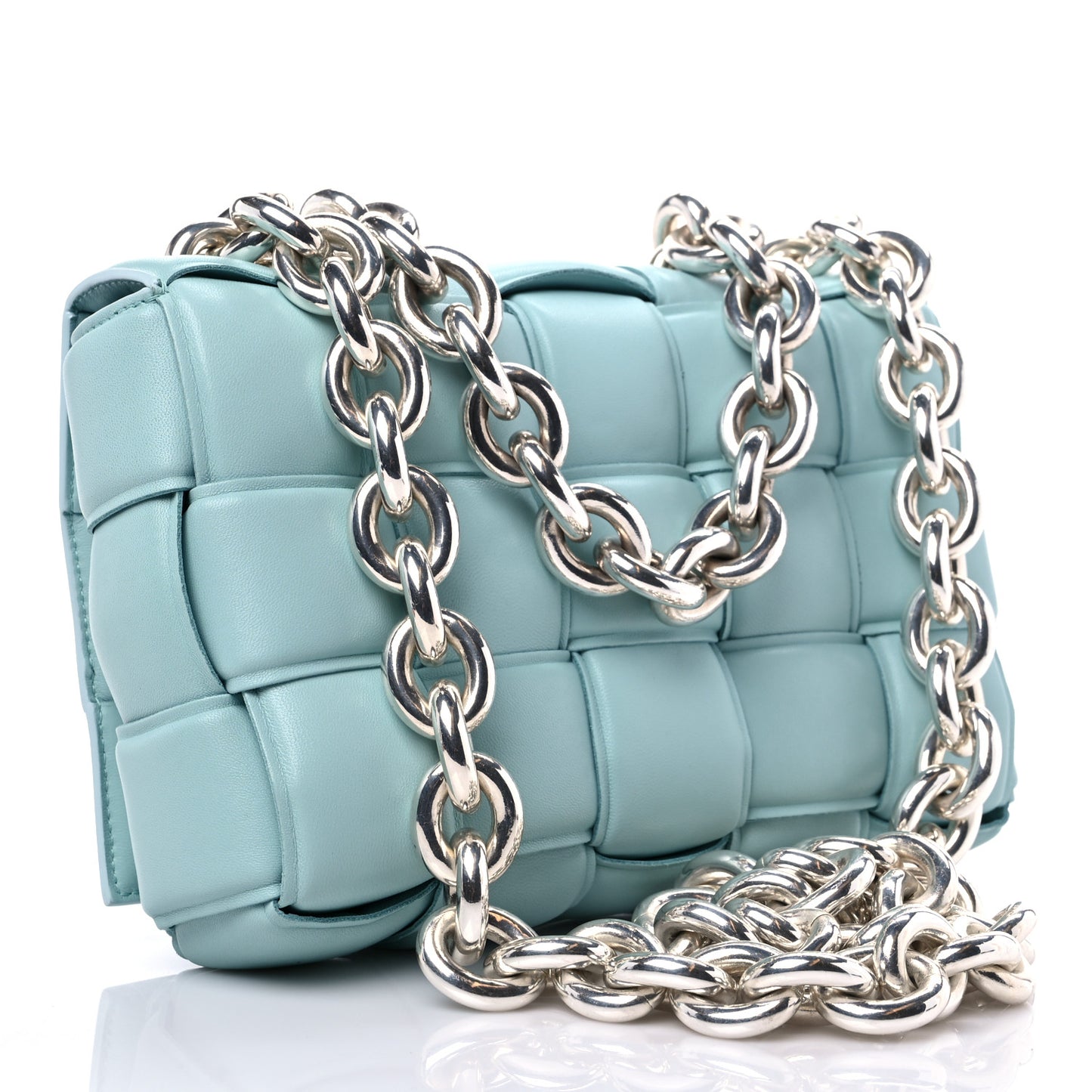 Lambskin Maxi Intreccio Padded Chain Cassette Crossbody Bag Spearmint