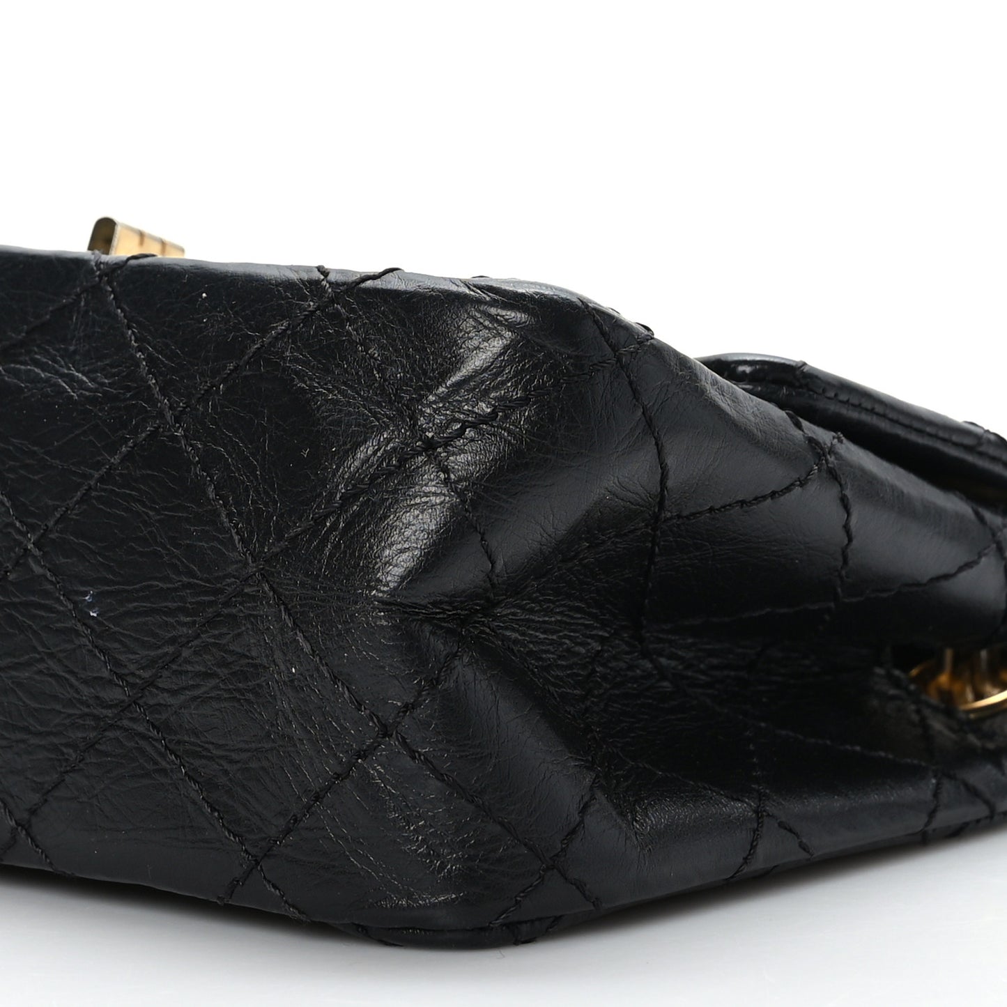 Aged Calfskin Quilted 2.55 Reissue Mini Flap Black