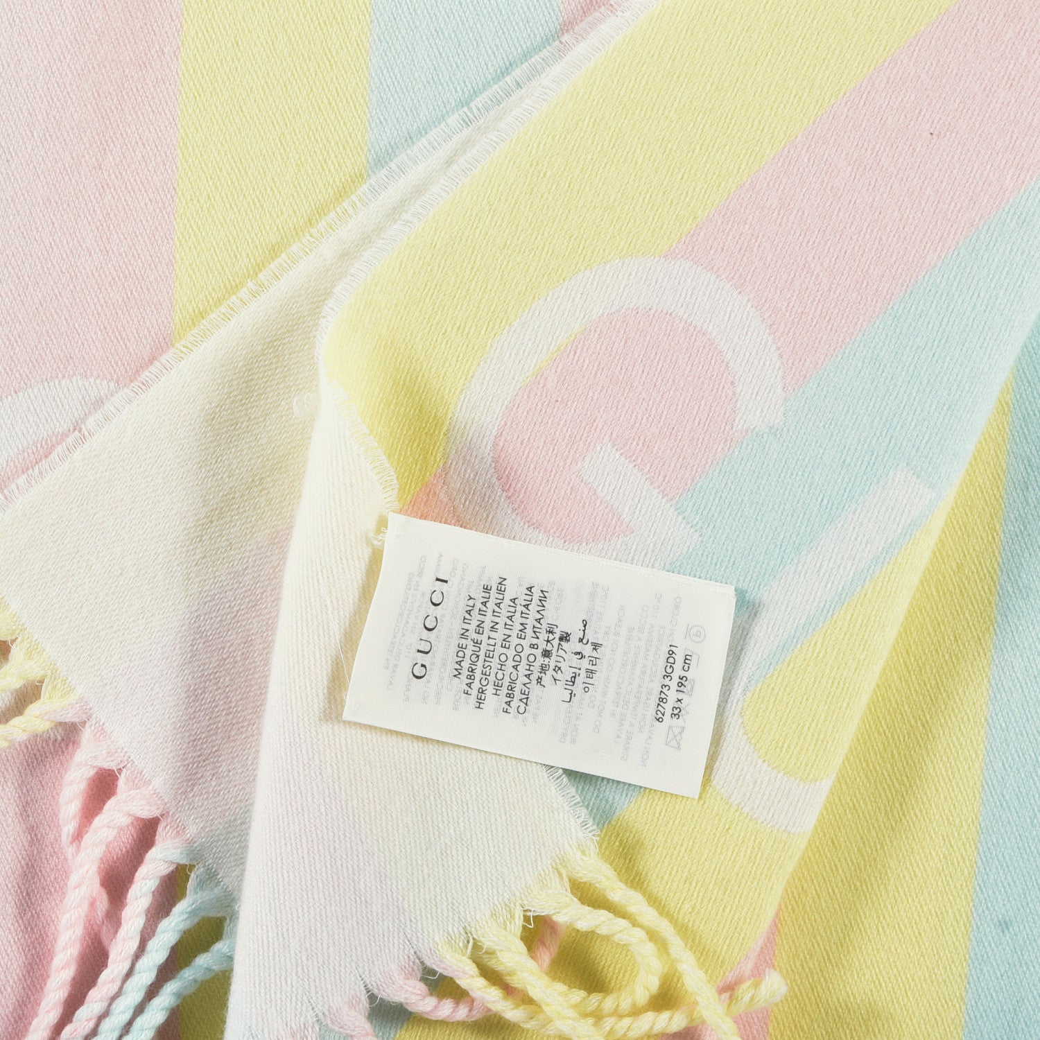 Gucci Wool Cotton Jacquard Magmadera Striped Scarf Pastel Multicolor 4 of 4