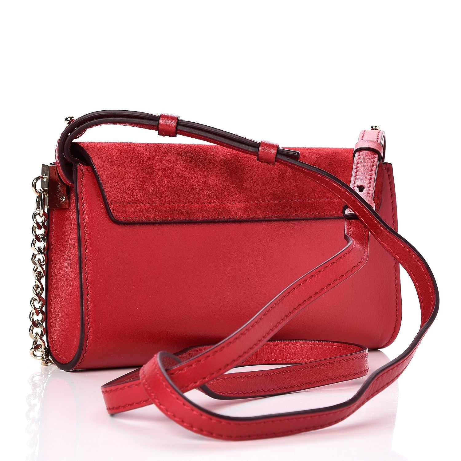 Chloe Suede Calfskin Mini Faye Shoulder Bag Tulip Red 3 of 7