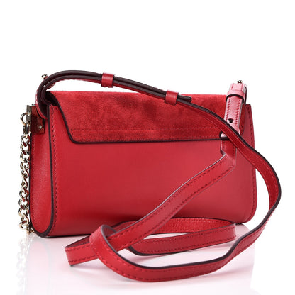 Chloe Suede Calfskin Mini Faye Shoulder Bag Tulip Red 3 of 7