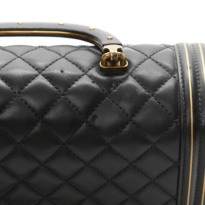 Chanel Lambskin Quilted Medium Boy Studded Handle Flap Black Gold 12 of 13