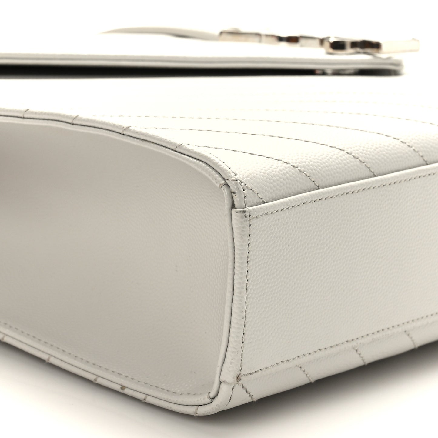 Grain De Poudre Matelasse Chevron Large Monogram Satchel Gris Perle