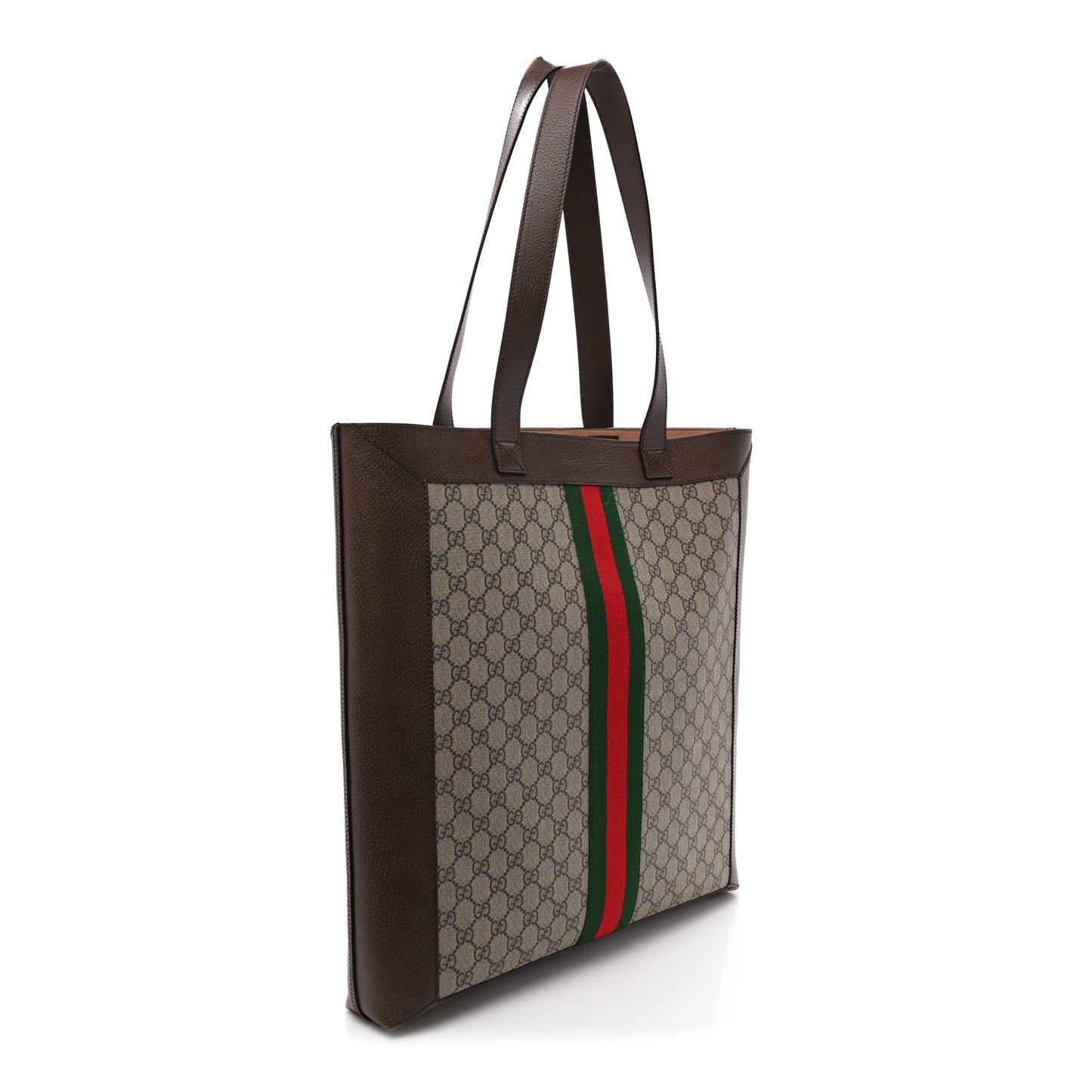 GG Supreme Monogram Web Large Ophidia Vertical Shopping Tote Brown