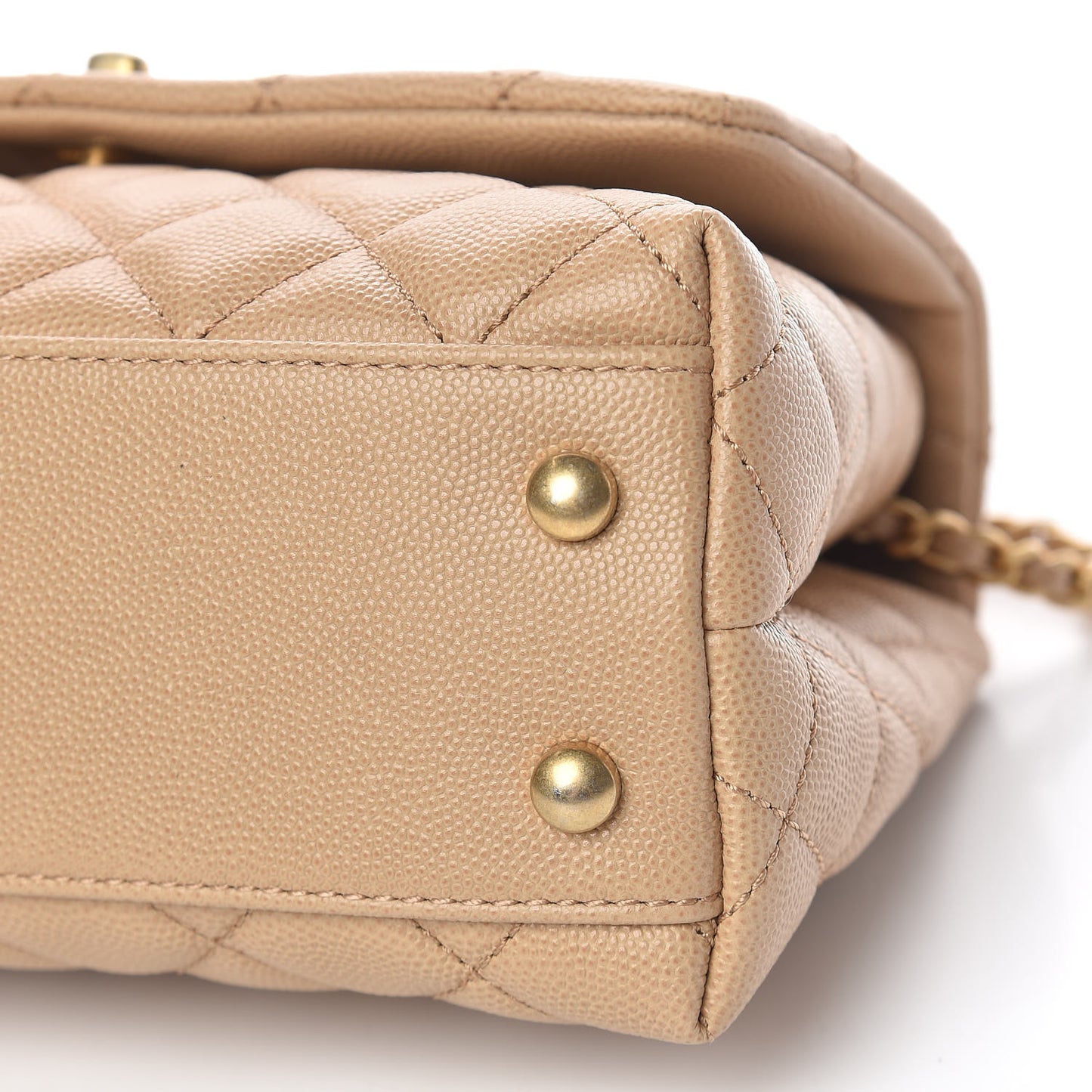 Caviar Quilted Mini Coco Handle Flap Beige