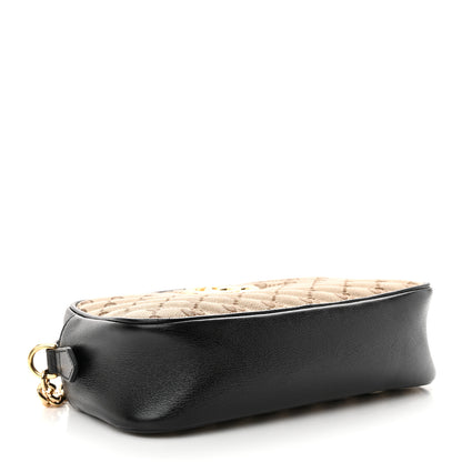 Gucci Monogram Matelasse Diagonal Small GG Marmont Chain Shoulder Bag Beige Black 4 of 11