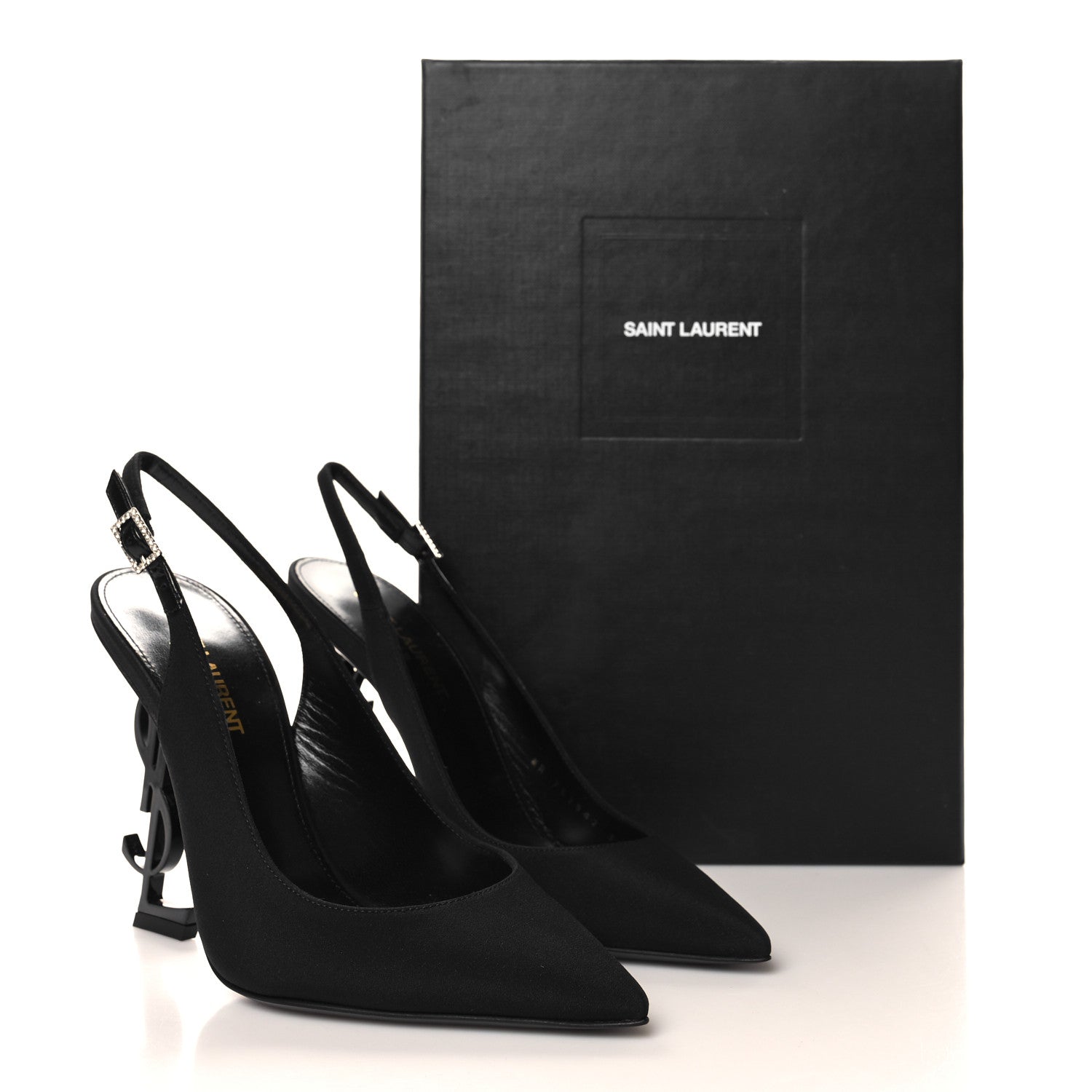 Saint Laurent Crepe De Chine Crystal Opyum 110 Slingback Pumps 37 Black 10 of 10