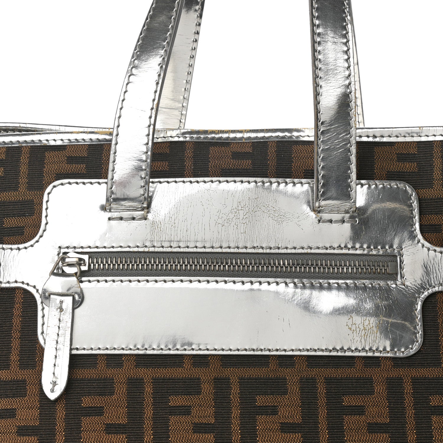 Fendi Zucca Shopper Tote Tobacco Argento 7 of 15