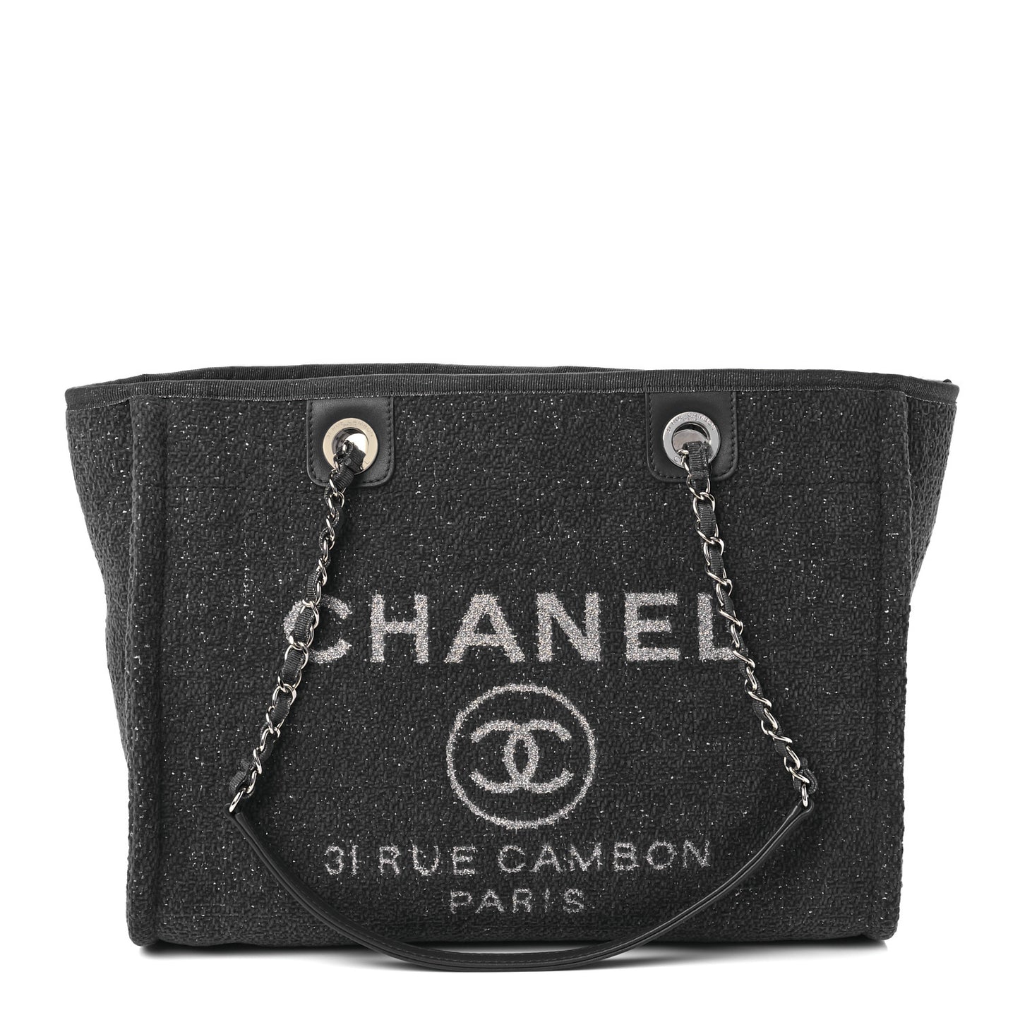 Lurex Boucle Small Deauville Tote Grey