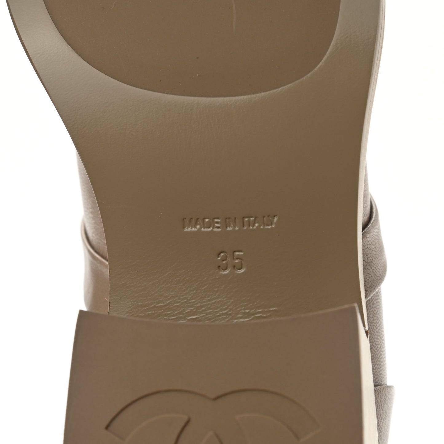 Shiny Goatskin Cap Toe Short Boots 35 Beige