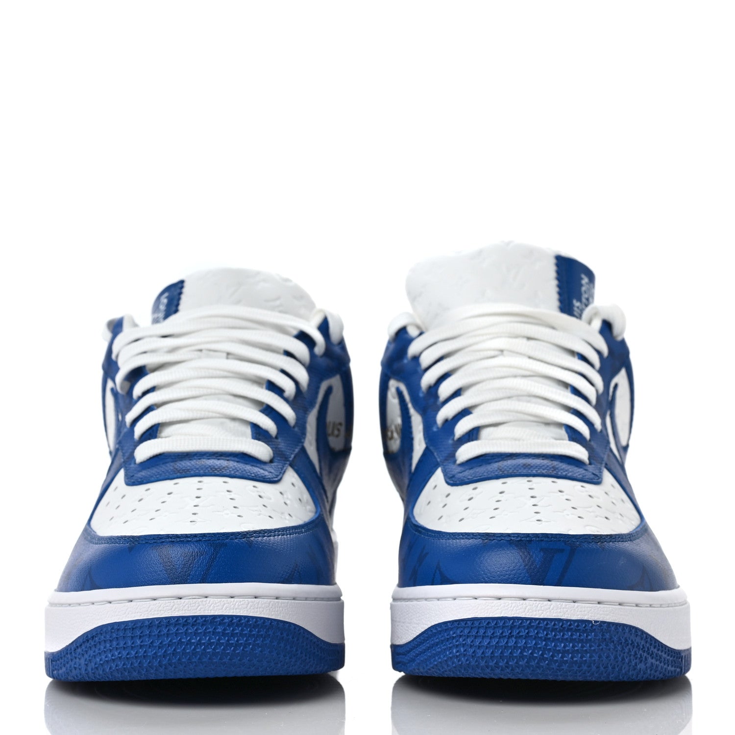 Louis Vuitton X NIKE AIR FORCE 1 Calfskin Monogram Mens Sneakers 9.5 Blue 2 of 9