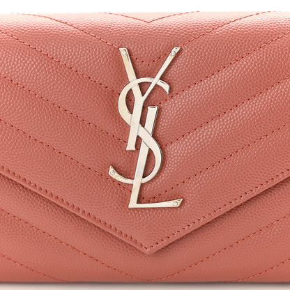 Saint Laurent Grain De Poudre Matelasse Chevron Small Monogram Chain Wallet Blush Fonce 9 of 12