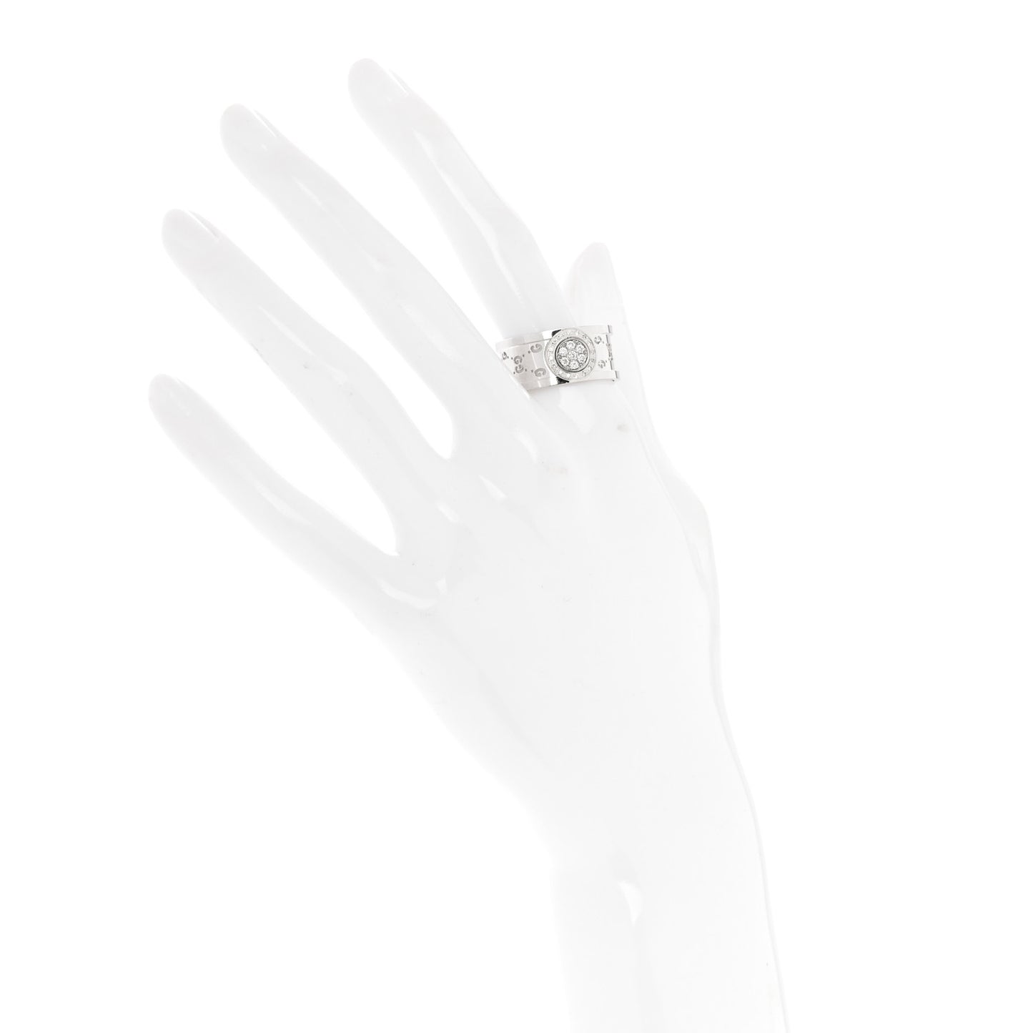 18K White Gold Diamond 10.5mm Icon Twirl Band Ring 63 10.25