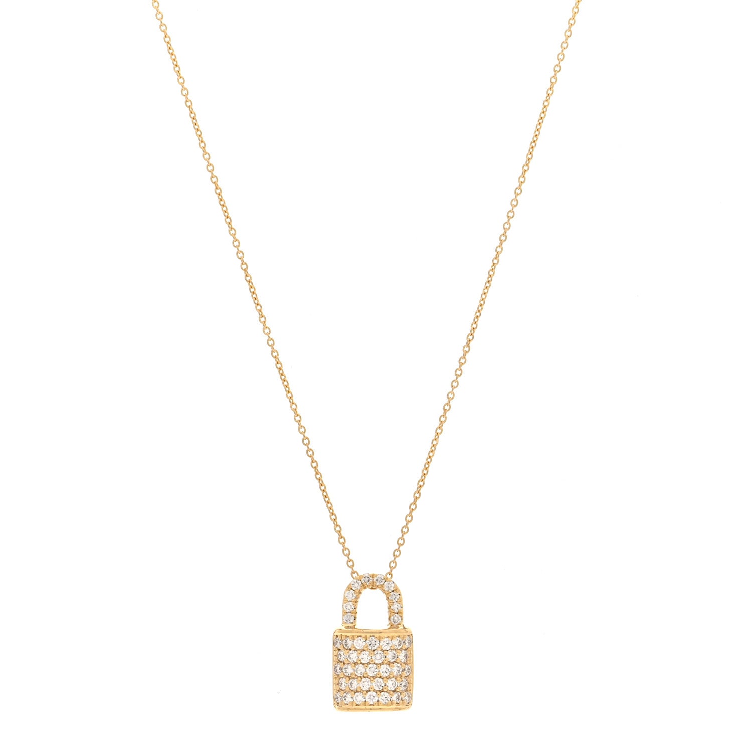Roberto Coin 18K Yellow Gold Diamond Tiny Treasures Lock Pendant Necklace 1 of 4