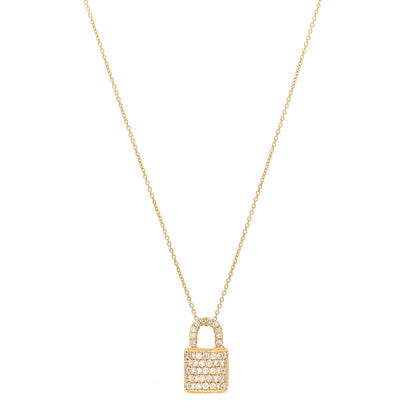 Roberto Coin 18K Yellow Gold Diamond Tiny Treasures Lock Pendant Necklace 1 of 4