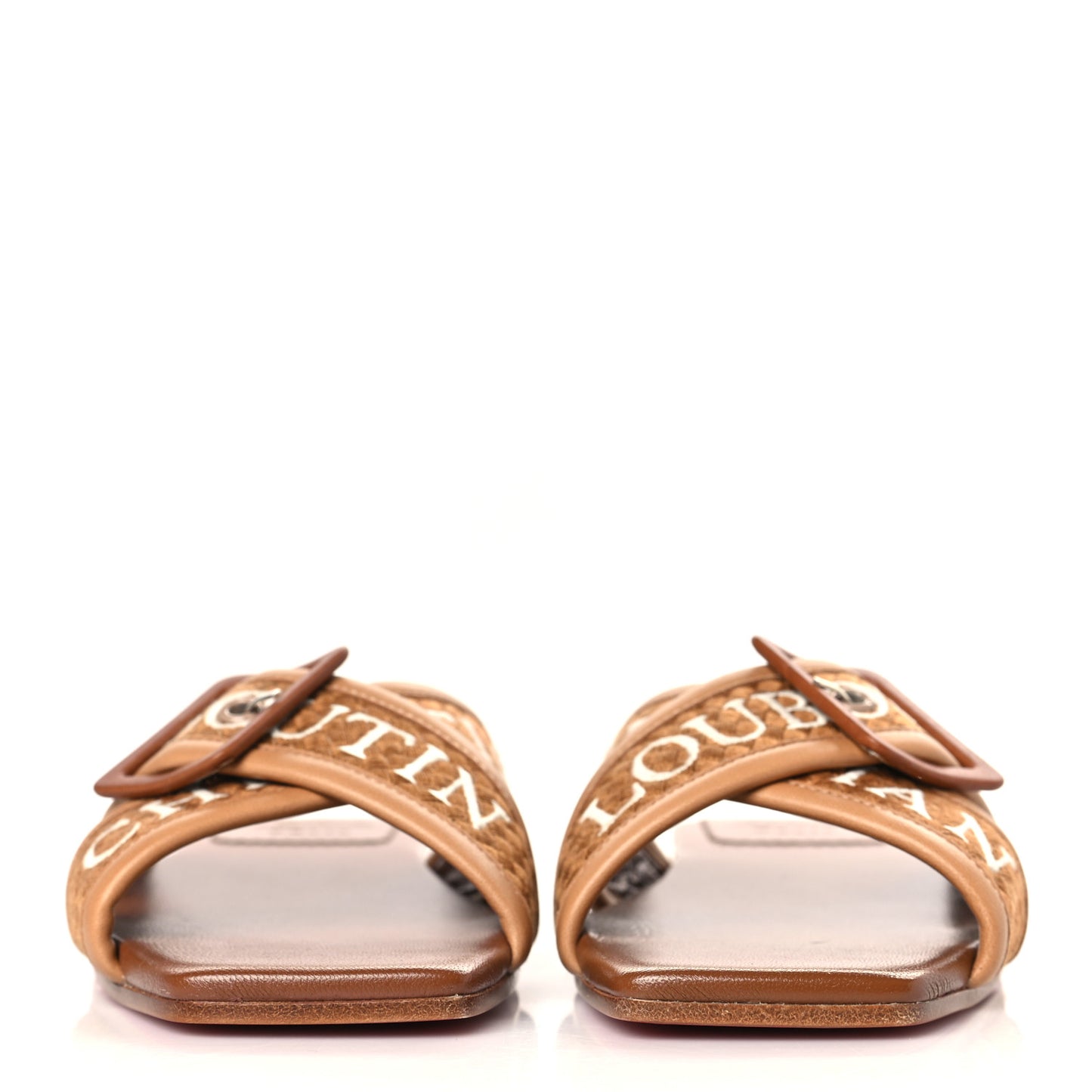 Calfskin Crossimule Flat Slide Sandals 38.5 Cuoio