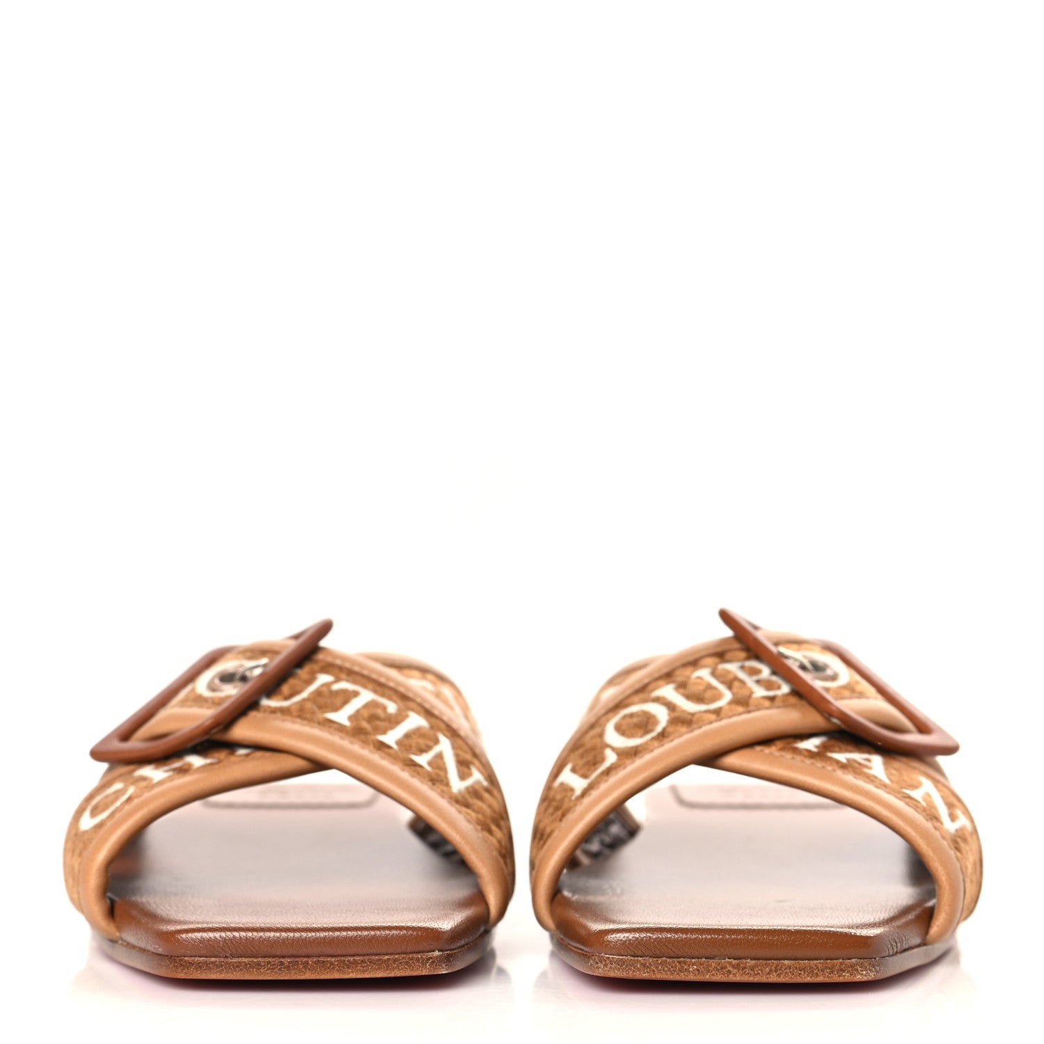 Christian Louboutin Calfskin Crossimule Flat Slide Sandals 38.5 Cuoio 2 of 7