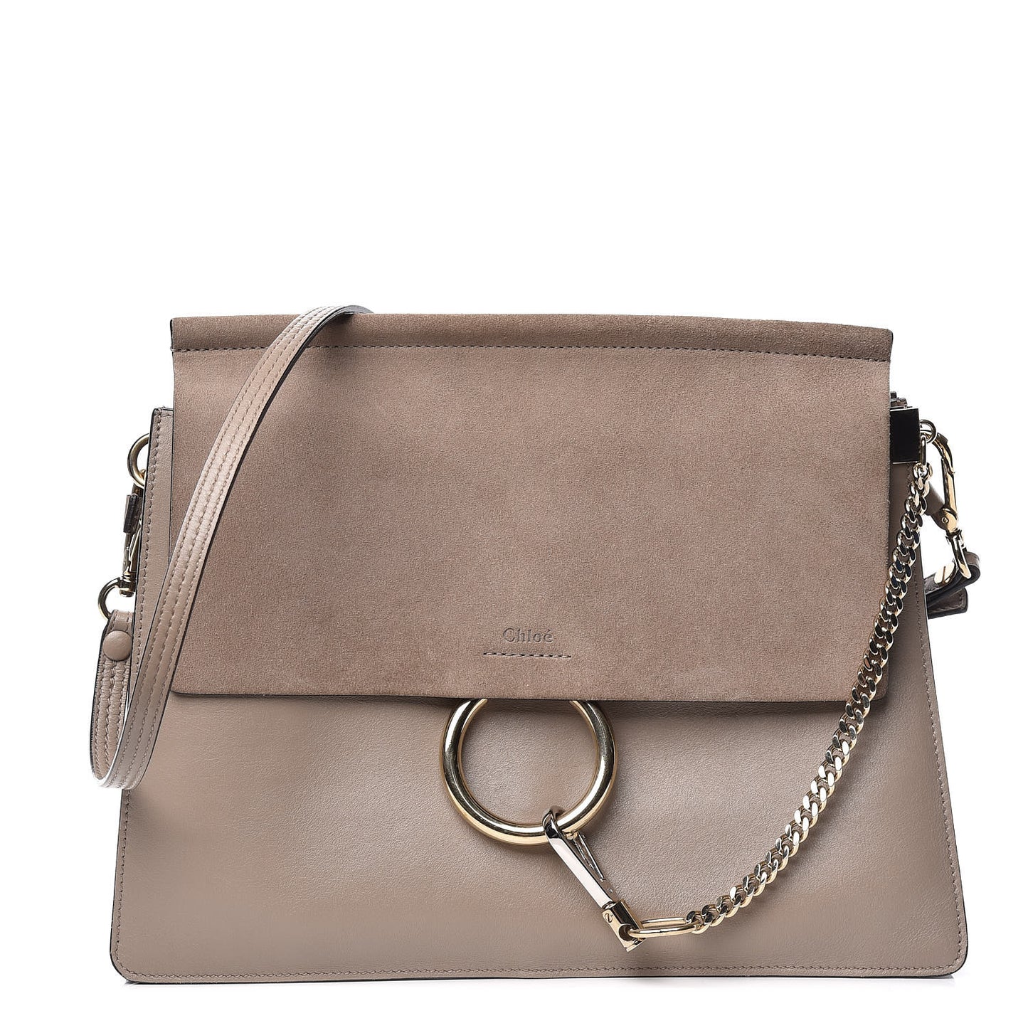 Calfskin Suede Medium Faye Shoulder Bag Motty Grey