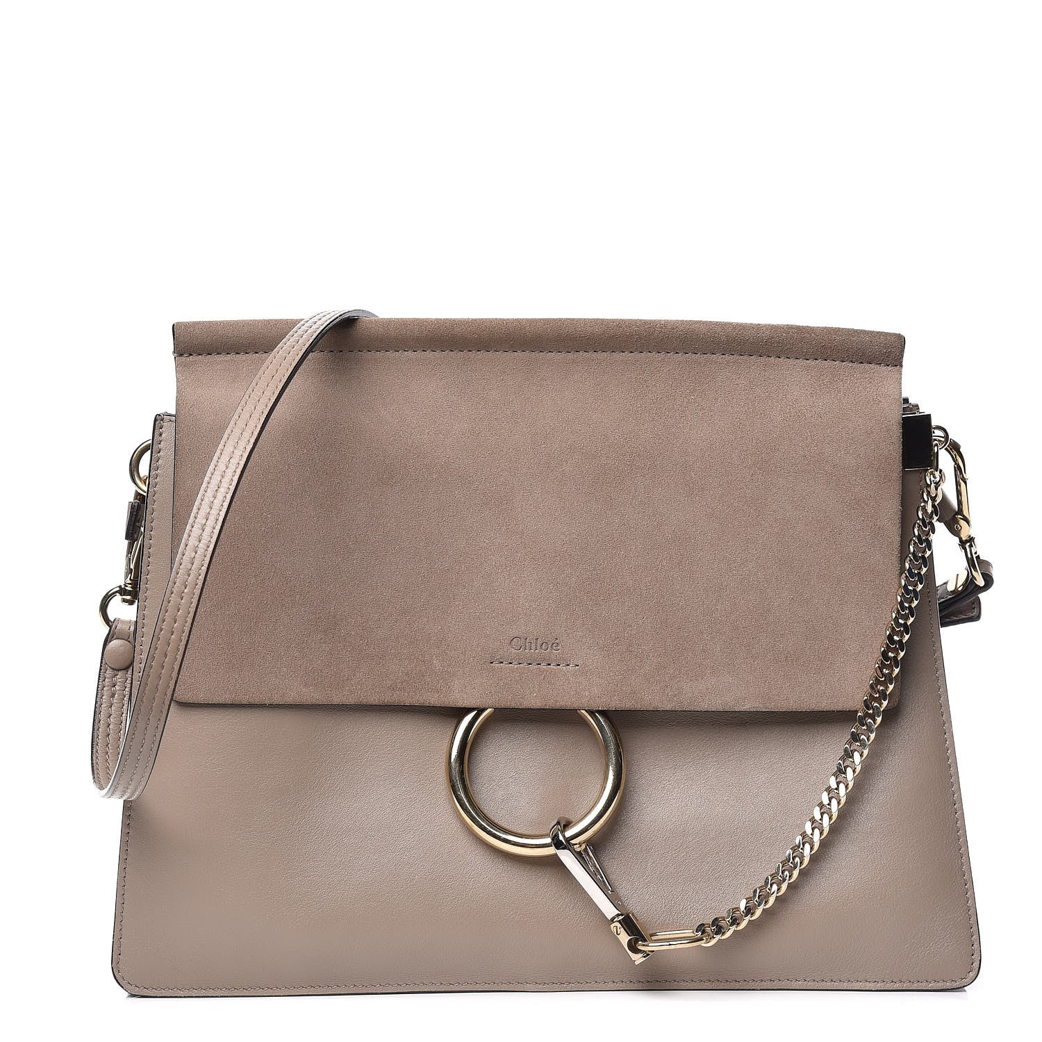 Chloe Calfskin Suede Medium Faye Shoulder Bag Motty Grey 1 of 16