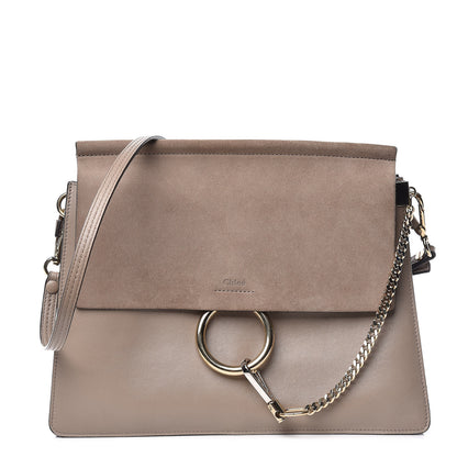 Chloe Calfskin Suede Medium Faye Shoulder Bag Motty Grey 1 of 16