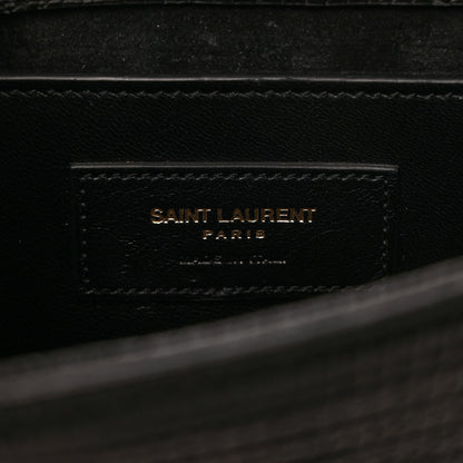 Saint Laurent Calfskin Lizard Embossed Small Classic Monogram Kate Tassel Satchel Black 6 of 8