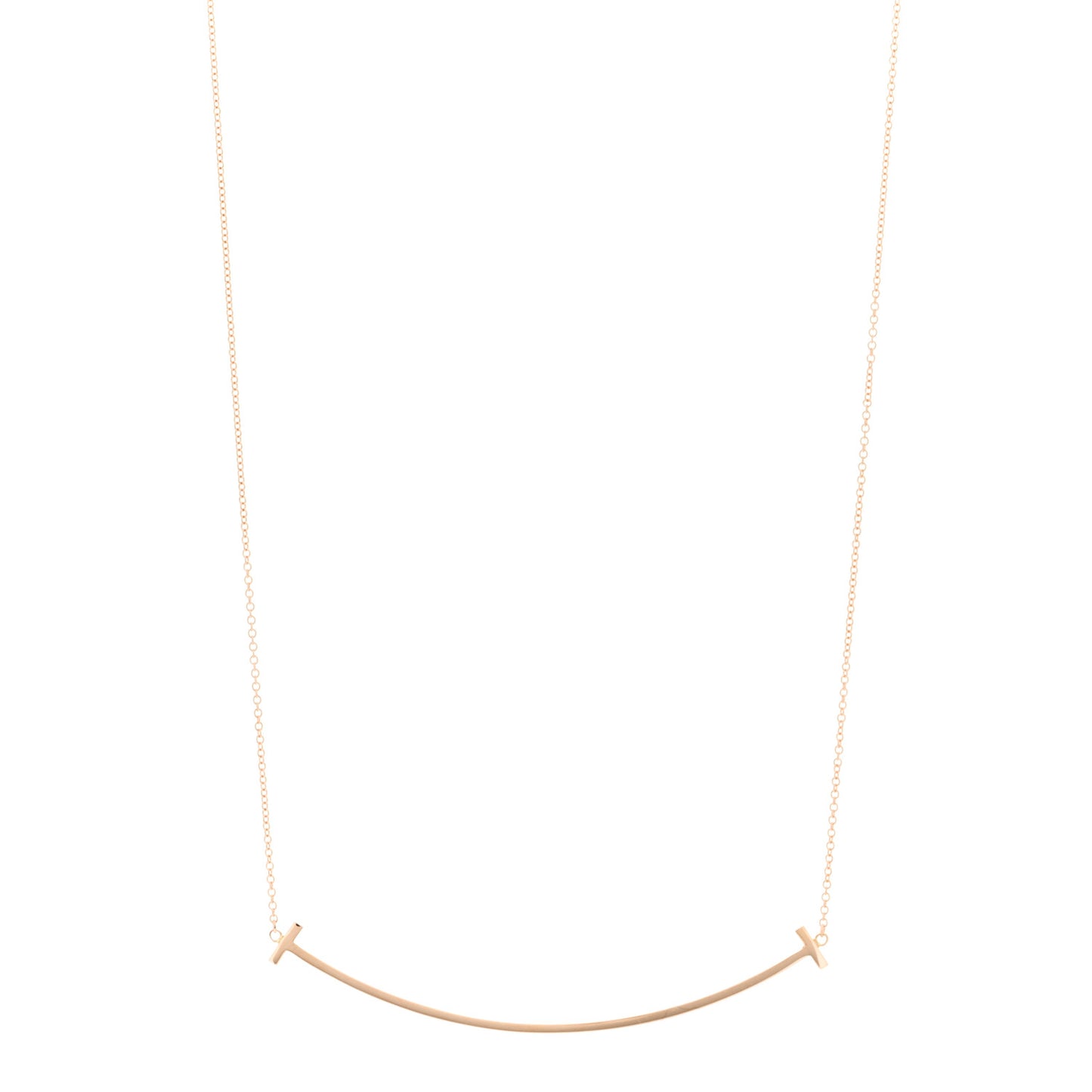18K Rose Gold Large T Smile Pendant Necklace