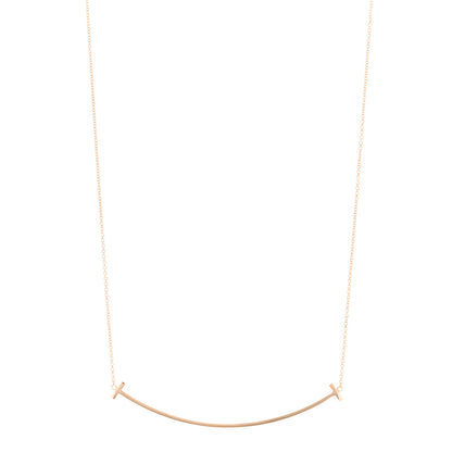 Tiffany 18K Rose Gold Large T Smile Pendant Necklace 1 of 5