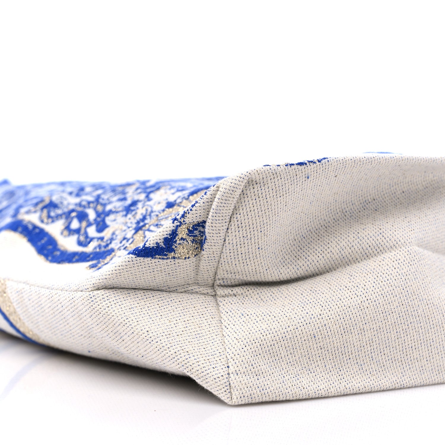 Christian Dior Canvas Print Tote Ivory Blue 8 of 9