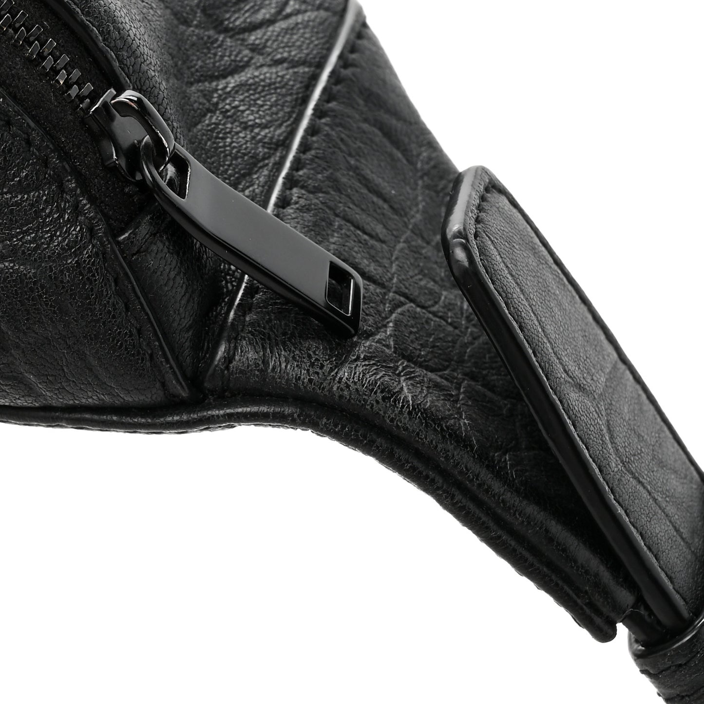 Calfskin Crocodile Embossed Monogram Belt Bag Black