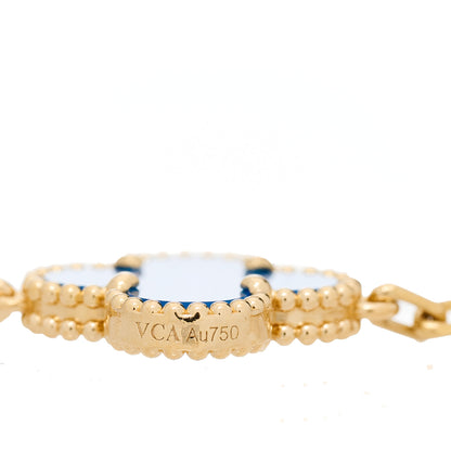 Van Cleef & Arpels 18K Yellow Gold Blue Agate 5 Motifs Vintage Alhambra Bracelet 3 of 4