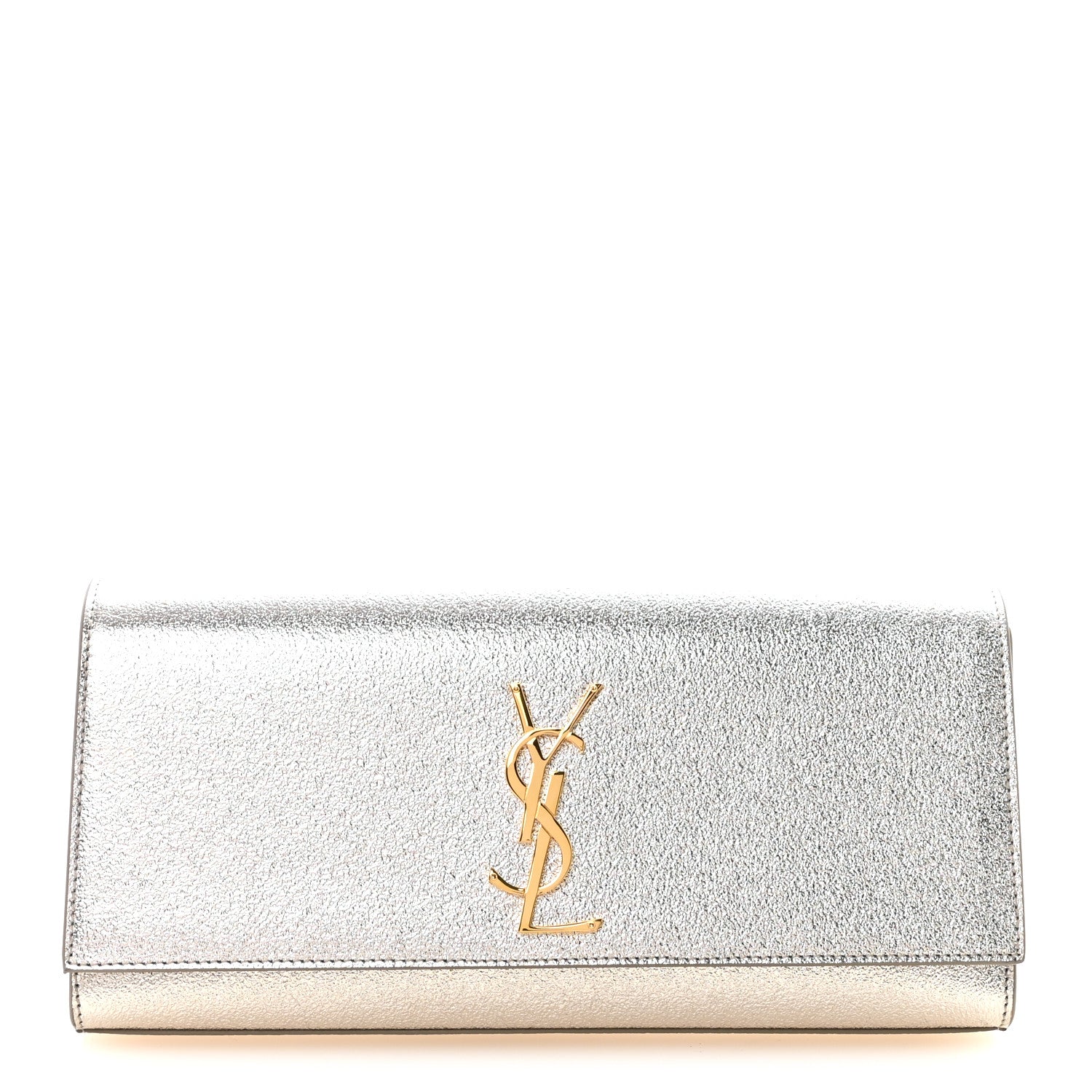 Saint Laurent Textured Metallic Calfskin Classic Monogram Cassandre Clutch Pale Gold 1 of 12