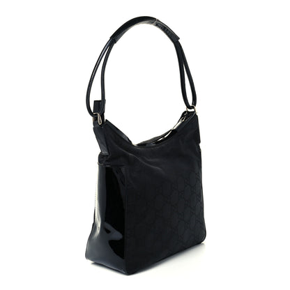 Gucci Canvas Patent Monogram Shoulder Bag Black 2 of 11