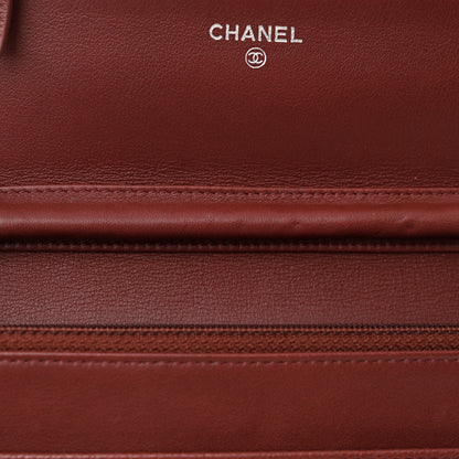 Chanel Caviar Timeless CC Wallet on Chain WOC Dark Red 9 of 16