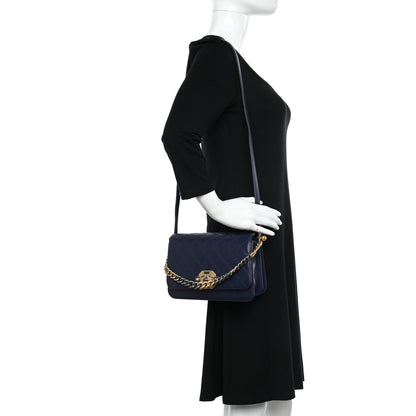 Chanel Lambskin Quilted Gold Metal Lock Flap Navy 2 of 12
