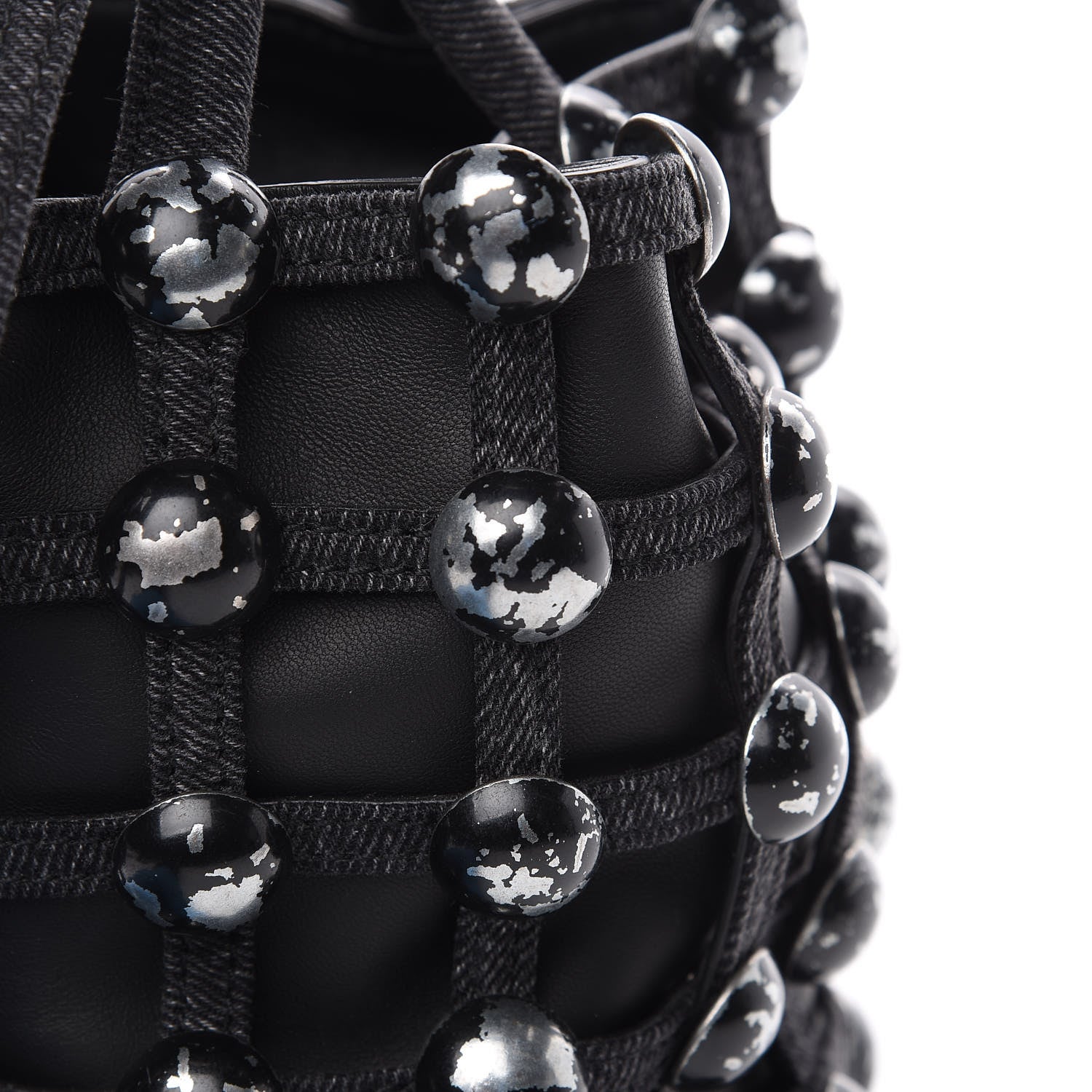 Alexander Wang Denim Embellished Mini Roxy Bucket Bag Grey Aged 9 of 11