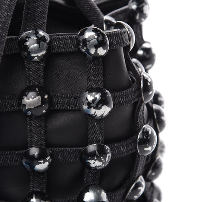 Alexander Wang Denim Embellished Mini Roxy Bucket Bag Grey Aged 9 of 11