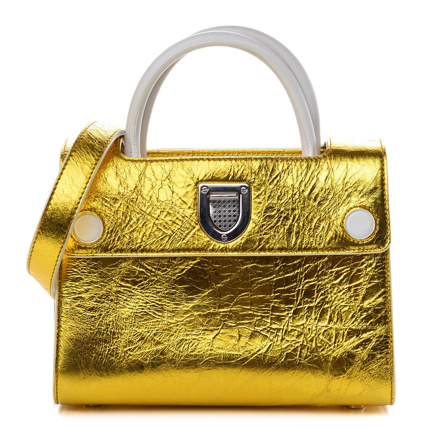 Metallic Calfskin Mini Diorever Flap Gold