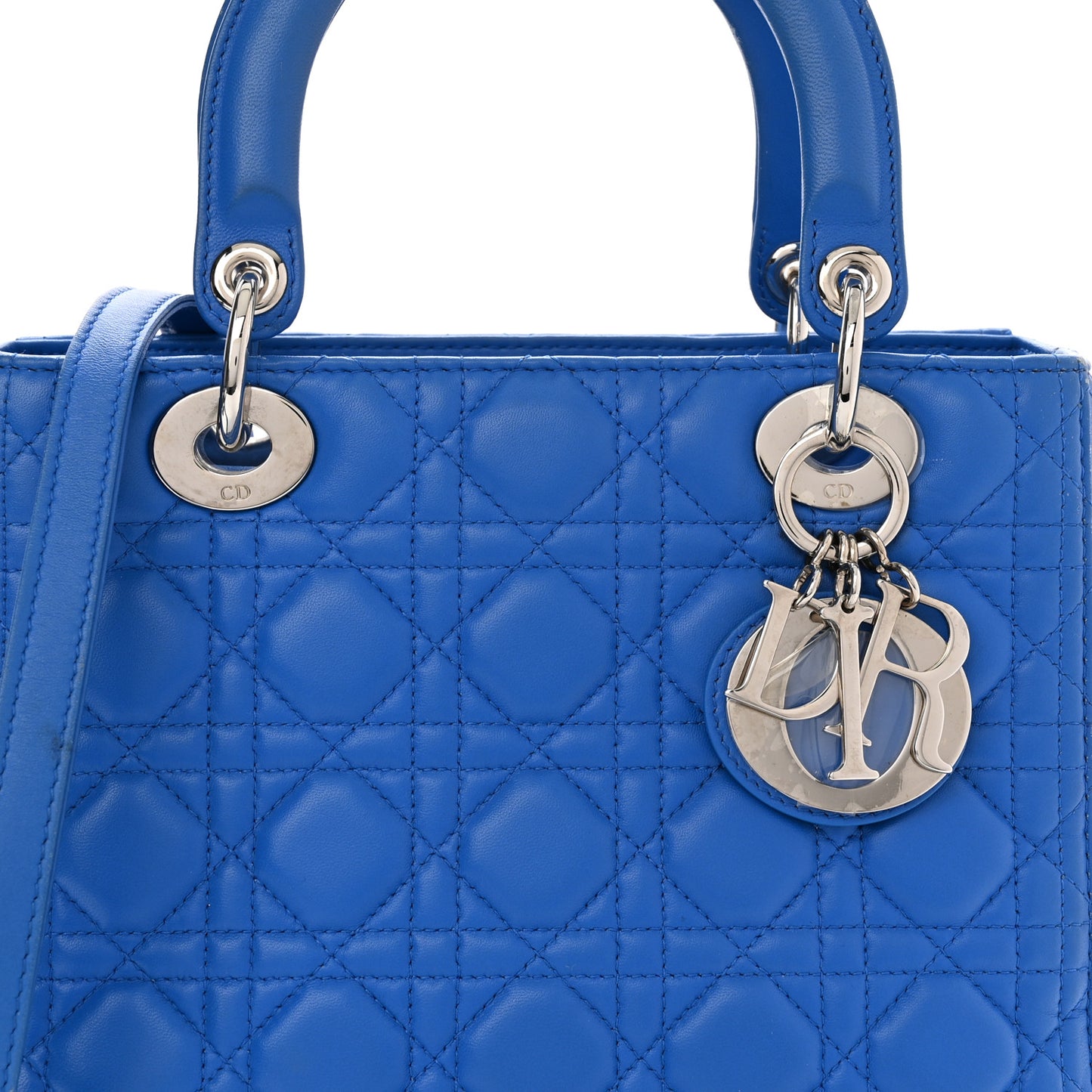 Lambskin Cannage Medium Lady Dior Blue Persan