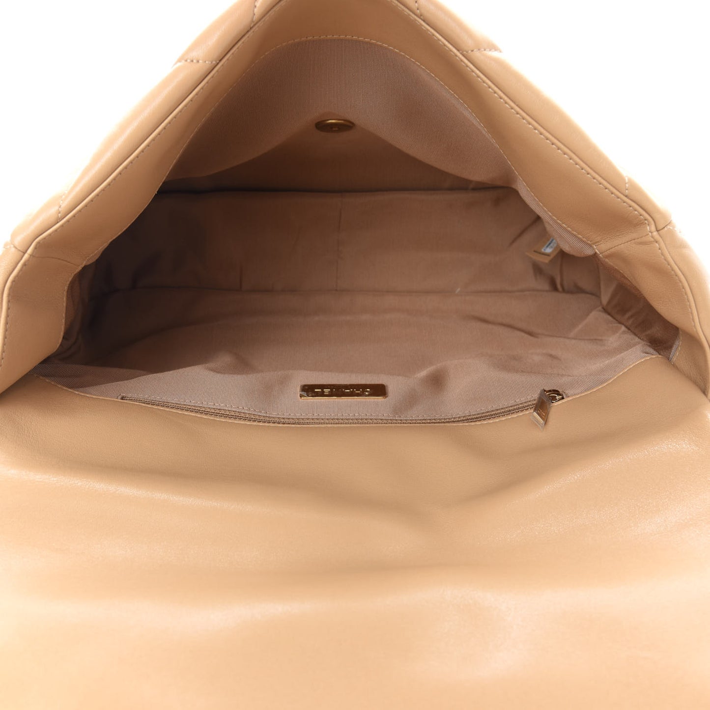 Lambskin Quilted Maxi Chanel 19 Flap Beige