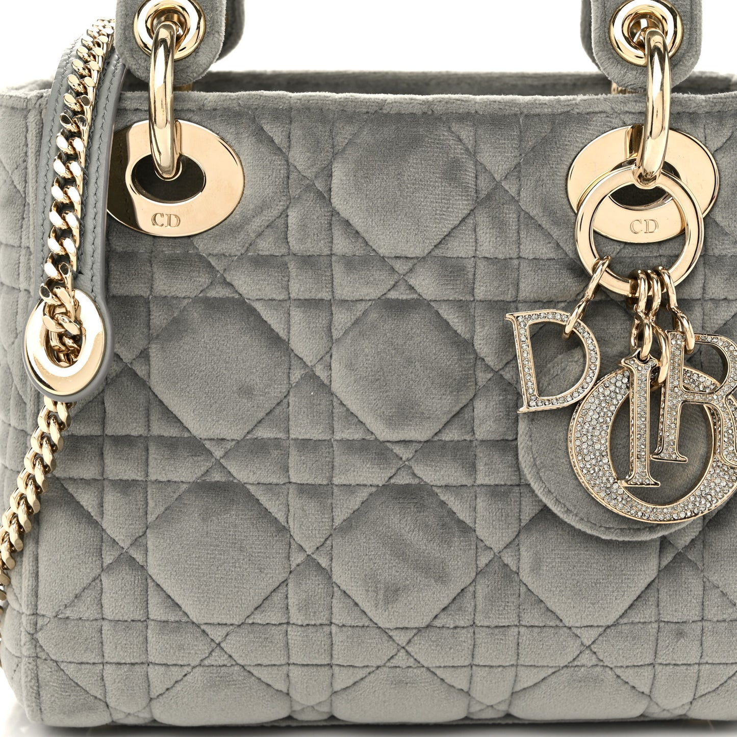 Velvet Mini Lady Dior Gray