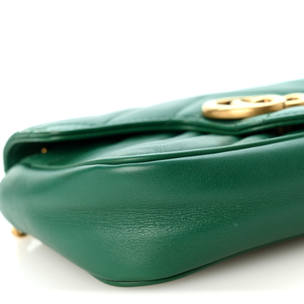 Calfskin Matelasse Super Mini GG Marmont Shoulder Bag Emerald Green