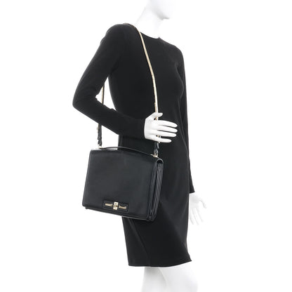 Valentino Garavani Vitello Rockstud Turnlock Metal Chain Shoulder Bag Black 2 of 7
