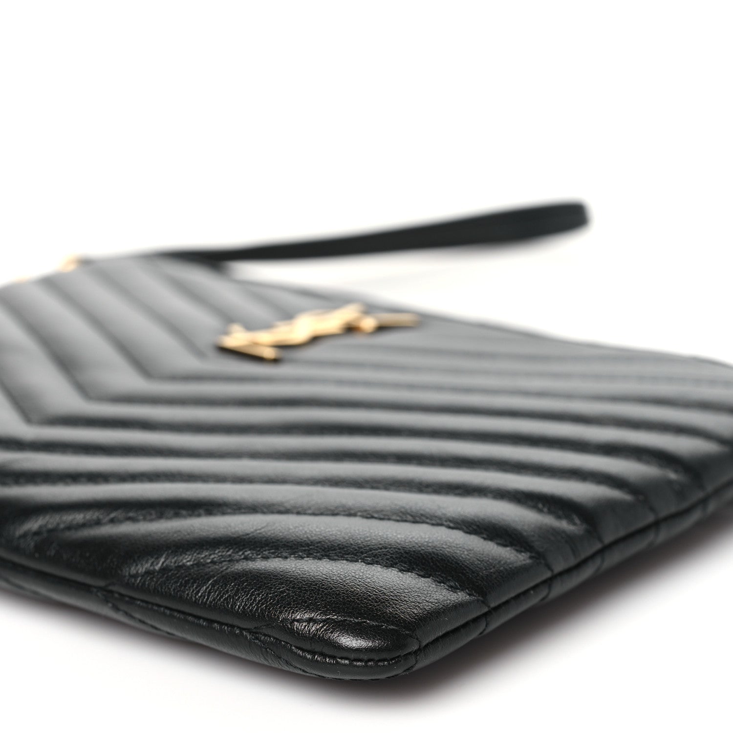 Saint Laurent Lambskin Matelasse Chevron Monogram A5 Wristlet Black 10 of 11