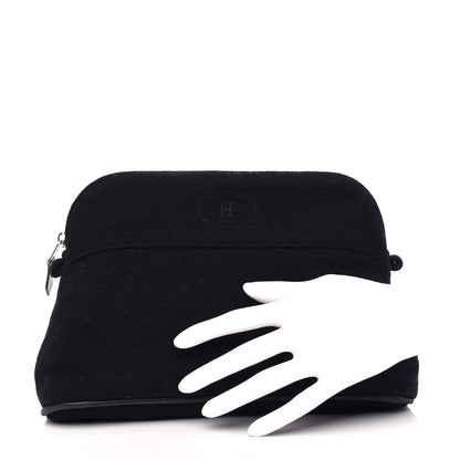 Hermes Wool Felt Bolide Travel Cosmetic Pouch Black 2 of 6