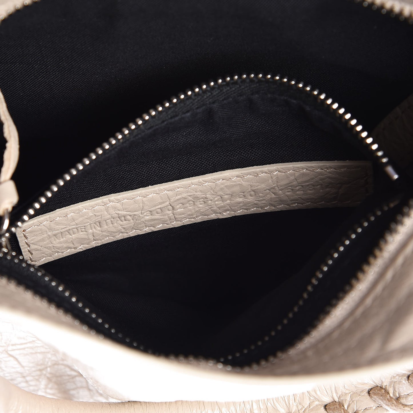 Agneau Classic Silver Hardware Mini City Logo Strap Beige Tapioca