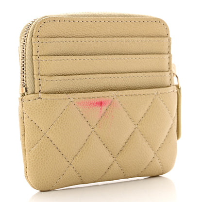 Chanel Caviar Quilted Zip Card Holder Wallet Light Green 3 of 9